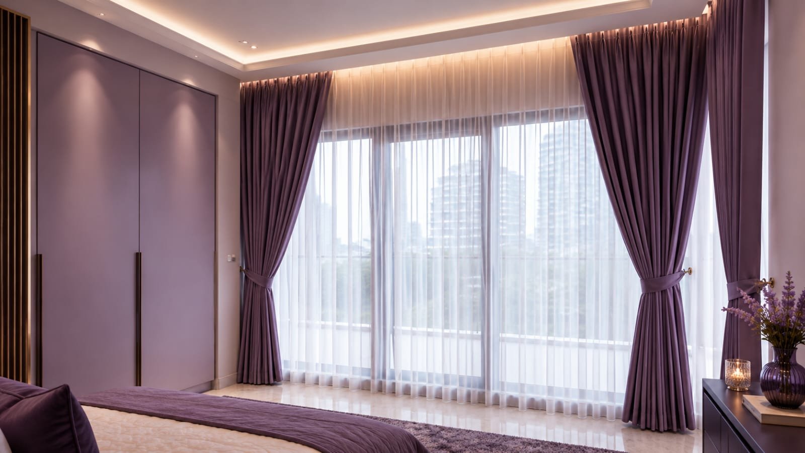 Full-height bedroom wardrobe with slim handles